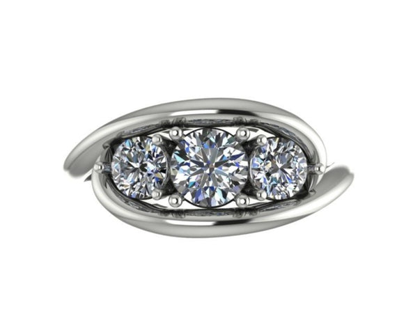 STYLE#6301 3-STONE BYPASS ENGAGEMENT RING