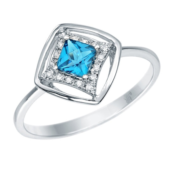 STYLE#VH30447 DIAMONDS AND BLUE TOPAZ DELICATE GEMSTONE FASHION RING