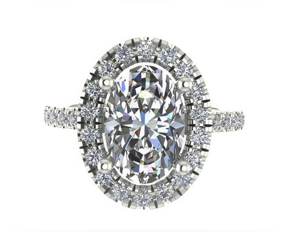 STYLE#6120 HALO STYLE ENGAGEMENT RING WITH MICROPAVE SIDE STONES