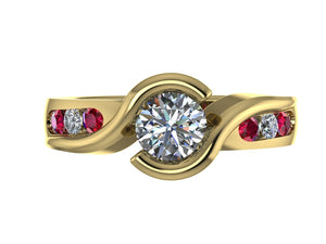 STYLE#6373 BYPASS ENGAGEMENT RING WITH CHANNEL SET SIDE STONES