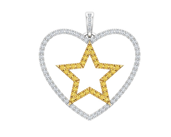 STYLE#6409 DIAMOND/YELLOW SAPPHIRE HEART/STAR PENDANT
