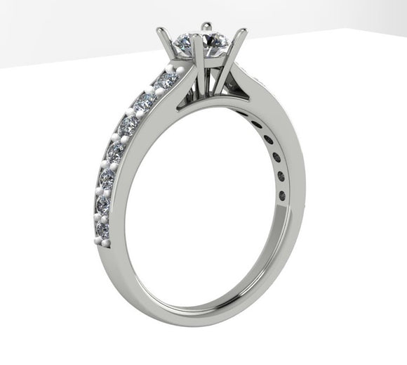 STYLE#6419 ENGAGEMENT RING WITH MICRO-PRONG GRADUATING SIDE STONES