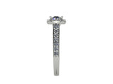 STYLE#6427 CUSHION HALO STYLE ENGAGEMENT RING WITH MICRO-PRONG  GRADUATING SIDE STONES
