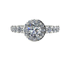 STYLE#6435 HALO STYLE ENGAGEMENT RING WITH GRADUATING SIDE STONES