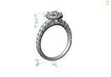 STYLE#6435 HALO STYLE ENGAGEMENT RING WITH GRADUATING SIDE STONES
