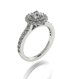 STYLE#6444 DOUBLE HALO STYLE ENGAGEMENT RING WITH MICRO-PRONG  GRADUATING SIDE STONES