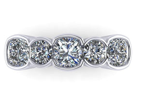 STYLE#7264 5 STONE SEMI-BEZEL BAND WITH CUSHIONS AND ROUNDS