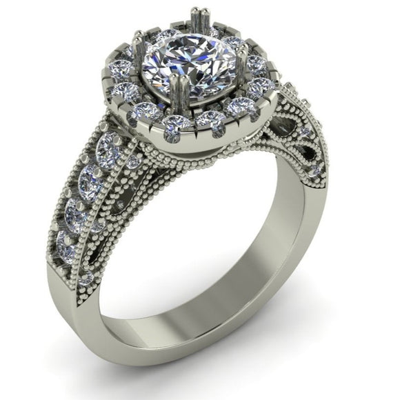STYLE#7272E ENGAGEMENT RING WITH MICROPAVE SIDE STONES