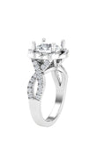 STYLE#6399 FLOWER HALO STYLE TWISTED ENGAGEMENT RING WITH MICROPAVE SIDE STONES