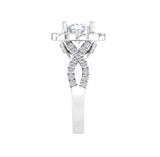 STYLE#6399 FLOWER HALO STYLE TWISTED ENGAGEMENT RING WITH MICROPAVE SIDE STONES