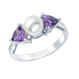 STYLE#3347 BLUE TOPAZ AND FRESH WATER PEARL FASHION RING