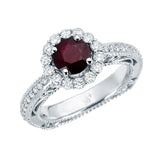 STYLE#5155 DIAMONDS/RUBY OR SAPPHIRE ENGAGEMENT RING