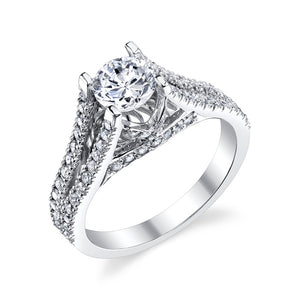 STYLE#5160E ENGAGEMENT RING WITH DOUBLE ROW MICROPAVE SIDE STONES