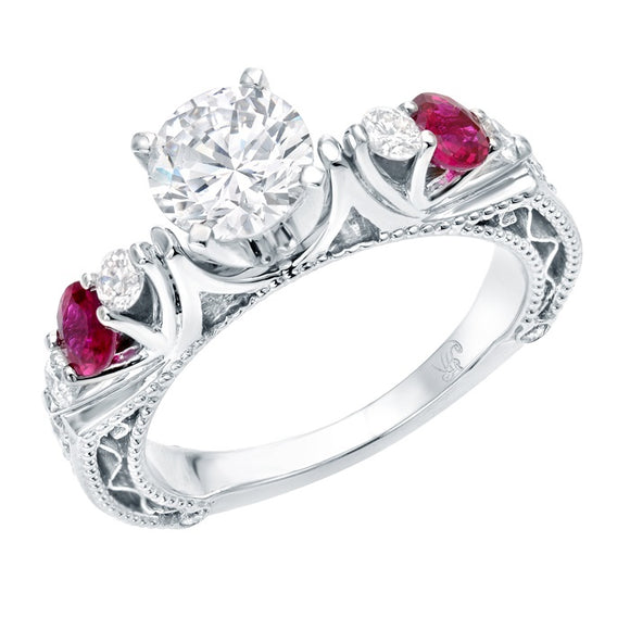 STYLE#5163 ENGAGEMENT RING WITH PRONG SET SIDE STONES