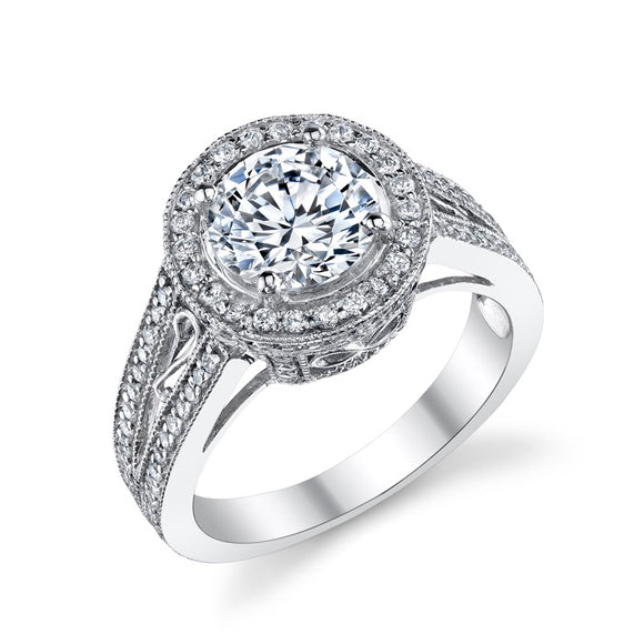 STYLE#5224E ENGAGEMENT RING WITH MICROPAVE SIDE STONES