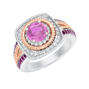 STYLE#5255 DIAMONDS AND PINK SAPPHIRES FASHION RING