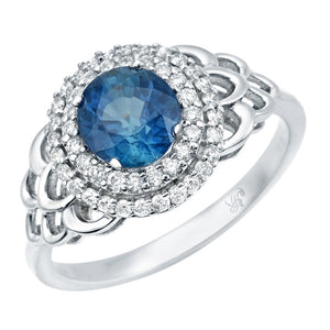 STYLE#5276 DIAMONDS AND BLUE SAPPHIRE GEMSTONE FASHION RING