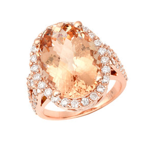 STYLE #5323 STATEMENT RING WITH DIAMONDS AND MORGANITE