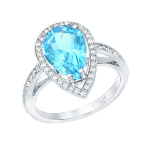 STYLE#5333 DIAMONDS/AQUA OR BLUE TOPAZ GEMSTONE FASHION RING