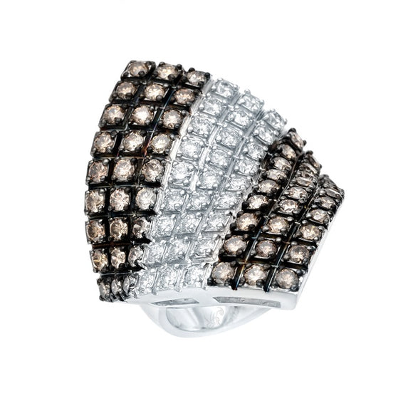 STYLE #5342 STATEMENT RING WITH WHITE AND BROWN DIAMONDS