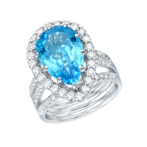 STYLE#5343 DIAMS/BLUE TOPAZ GEMSTONE FASHION RING