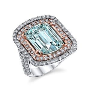 STYLE #5349 STATEMENT RING WITH DIAMONDS AND FANCY CUT AQUAMARINE