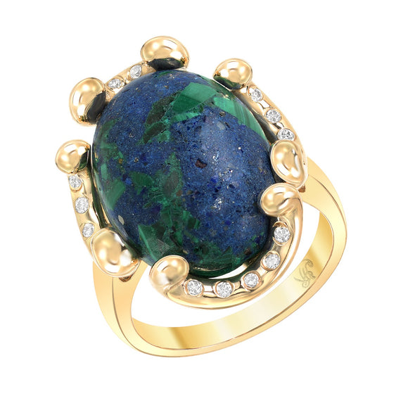 STYLE #5480R STATEMENT RING WITH DIAMONDS AND AZURITE