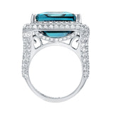 STYLE #5486 STATEMENT RING WITH DIAMONDS AND LONDON BLUE TOPAZ