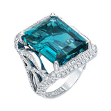 STYLE #5486 STATEMENT RING WITH DIAMONDS AND LONDON BLUE TOPAZ