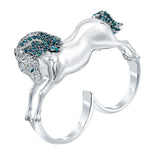 STYLE #5533 DOUBLE-FINGER HORSE RING WITH BLUE DIAMONDS