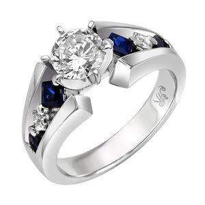 STYLE#3707 ENGAGEMENT RING WITH PRONG SET SIDE STONES