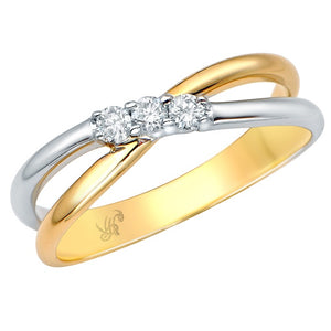 STYLE#4396TT 3 STONE SERIES PROMISE FASHION RING IN 2-TONE