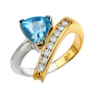 STYLE#4658TT DIAMONDS/BLUE TOPAZ GEMSTONE FASHION RING