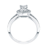 STYLE#5241E ENGAGEMENT RING WITH MICROPAVE SIDE STONES AND MILLGRAIN EDGES